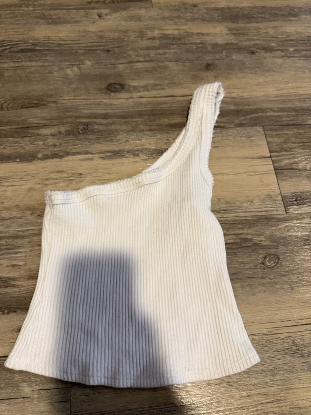 Urban Outfitters White Ribbed One-Shoulder Crop Top